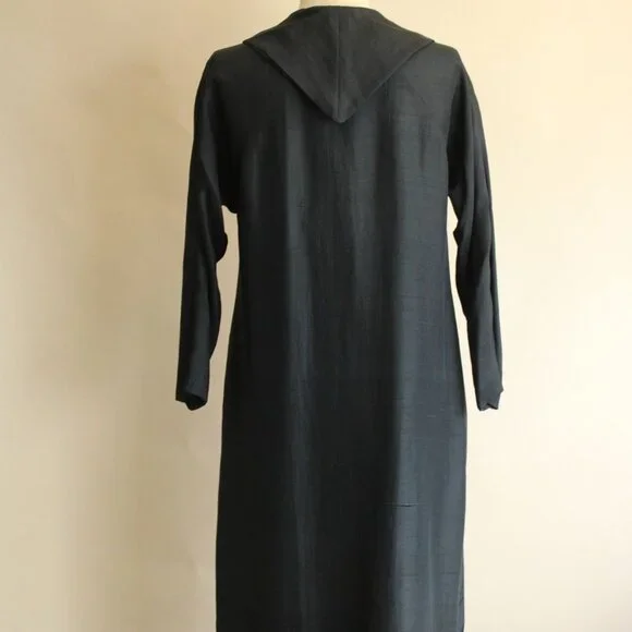 Vintage 1960s Swing Coat with Pockets, Cates Blue Black Silk Jacket, White Linin - Picture 8 of 10